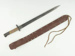 Prints of NAM5923662 Yugoslavian manufactured bayonet for the M1924 Mauser rifle, 1999 circa (metal) by Yugoslavian School, (20th century); National Army Museum Kosovo Prints: Yugoslav Bayonet Print, 1999 circa Metal Engraving