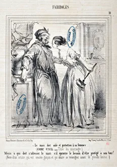 Artwork by Honore Daumier (1808-1879) Charivari: Serie FARIBOLES Le mari doit aide et protection a sa femme Artwork by Honore Daumier (1808-1879) Charivari: Serie FARIBOLES Le mari doit aide et protection a sa femme