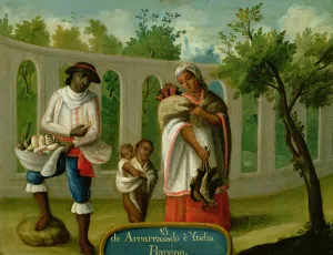 An Arvarrasado and Barsino Indian Couple with their Children, from a series on mixed An Arvarrasado and Barsino Indian Couple with their Children, from a series on mixed