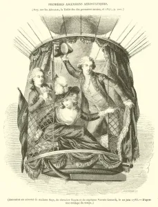 Ascension en aerostat de madame Sage, du chevalier Biggin et du capitaine Vicente Lunardi Ascension en aerostat de madame Sage, du chevalier Biggin et du capitaine Vicente Lunardi