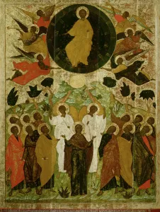The Ascension of Our Lord, Russian icon from the Malo-Kirillov Monastery, Novgorod School The Ascension of Our Lord, Russian icon from the Malo-Kirillov Monastery, Novgorod School