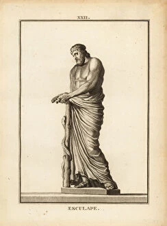 Medailles Gallery: Asclepius, Greek god of medicine with serpent-entwined staff