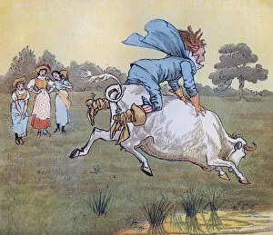 Nobody asked you, Sir, she said. Illustration by Randolph Caldecott for the Nursery Rhyme 'The Milkmaid'