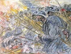 Images Dated 1st September 2006: The Assault, Verdun (pencil & w / c on paper)