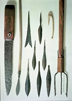 Nordic Gallery: An assortment of tools and spearheads (wood and metal)
