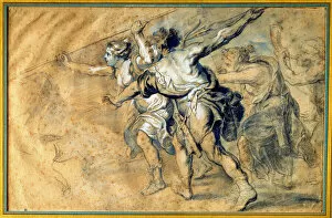 Atalante and Meleagre. Drawing by Pierre Paul (Pierre-Paul) Rubens (or Peter Paul or Petrus Paulus) (1577-1640) Ec