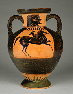 Athenian Attic black-figure amphora with naked rider, c.570-60 (terracotta) Athenian Attic black-figure amphora with naked rider, c.570-60 (terracotta)