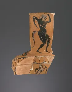 Athenian Attic black-figure Nikosthenic amphora fragment, c.550-40 BC (terracotta) Athenian Attic black-figure Nikosthenic amphora fragment, c.550-40 BC (terracotta)