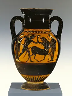 Athenian Attic black-figure panel-amphora type B with Heracles attacking the centaur Athenian Attic black-figure panel-amphora type B with Heracles attacking the centaur