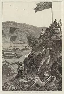 Grasmere Gallery: Athletic Sports at Grasmere, the Guides Race, rounding the Flag on Silver Howe (engraving)