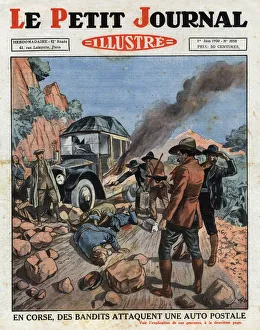Corsican Gallery: Attack of a postal car in Corsica by bandits on 18 May 1930 in Sari d Orcino