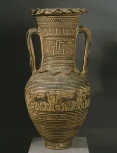 Attic amphora, Late Geometric II B Period (c.720-700 BC) (painted clay) (see also 346645) Attic amphora, Late Geometric II B Period (c.720-700 BC) (painted clay) (see also 346645)