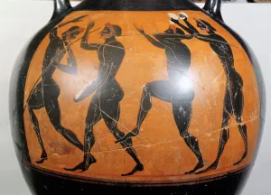 Attic Black-figure amphora depicting athletes (ceramic) Attic Black-figure amphora depicting athletes (ceramic)