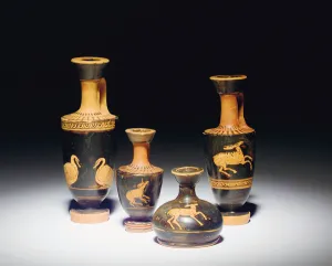 Attic red-figure lekythos, late 5th century BC, and miniature squat lekythos Attic red-figure lekythos, late 5th century BC, and miniature squat lekythos