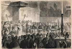 Audience given by Pope Pius IX (Pio) (1792-1878) to foreign ecclesiastics in the Sistine