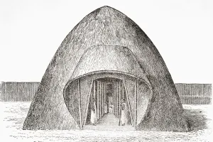 The audience room of King Matesa of Buganda during the 1870s The audience room of King Matesa of Buganda during the 1870s