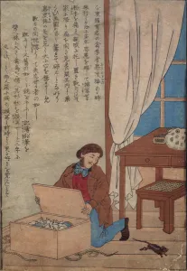 Audubon Opening His Box of Watercolours Destroyed by Norway Rats, c Audubon Opening His Box of Watercolours Destroyed by Norway Rats, c