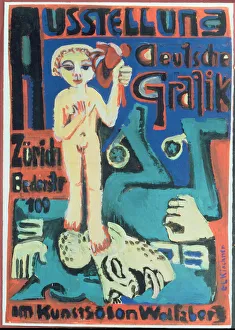 Austellung, Deutsche Grafik im Kunstsalon Wolfsberg, c.1921 (gouache on paper) Austellung, Deutsche Grafik im Kunstsalon Wolfsberg, c.1921 (gouache on paper)