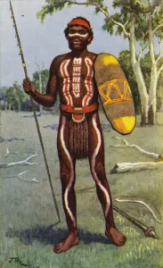 Amedee (after) Forestier Gallery: Australian aboriginal (colour litho)