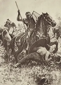 Auxiliary Cavalry attacking German Tribesmen (litho) Auxiliary Cavalry attacking German Tribesmen (litho)