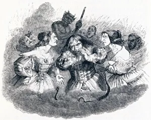 The badly wed (Le mal marie) - Fables by La Fontaine, 19th century (engraving) The badly wed (Le mal marie) - Fables by La Fontaine, 19th century (engraving)