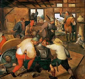 Bagarre entre soldats et paysans - Brawl between soldiers and peasants - Marten van Cleve, the Elder (1527-1581)