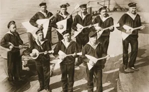 The Balalaika band, keeping up the spirits of the Russian Navy The Balalaika band, keeping up the spirits of the Russian Navy