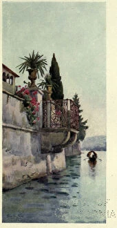Ella Du Cane Gallery: A Balcony, Lago di Como, Illustration from The Italian lakes by Richard Bagot, 1912 (colour litho)