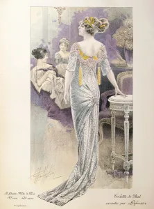 Ball gown, from Les Grandes Modes de Paris (colour litho) Ball gown, from Les Grandes Modes de Paris (colour litho)