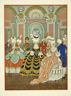 3025976 Ballroom Scene, illustration from Les Liaisons Dangereuses by Pierre Choderlos de Laclos (1741-1803) 1934 (pochoir print) by Barbier, Georges (1882-1932); Private Collection; (add.info.: Marquise Isabelle de Merteuil; ); The Stapleton Collection Whispering Gallery: Ballroom Scene, illustration from Les Liaisons Dangereuses by Pierre Choderlos de Laclos (1741-1803)