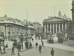 Bank of England and Royal Exchange, Threadneedle Street, City of London, 1890 (b/w photo) Bank of England and Royal Exchange, Threadneedle Street, City of London, 1890 (b/w photo)