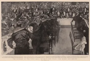 The Banquet at the Town Hall, drinking the Toast, 'The Queen and Empire" The Banquet at the Town Hall, drinking the Toast, 'The Queen and Empire"