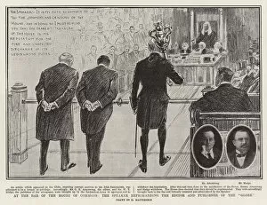 At the Bar of the House of Commons, the Speaker reprimanding the Editor and Publisher of the 'Globe' (litho)