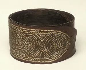 Bark Belt with relief carvings of human faces (wood (bark) Bark Belt with relief carvings of human faces (wood (bark)