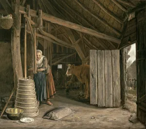 Barn Interior with a Maid Churning Butter (oil on canvas) Barn Interior with a Maid Churning Butter (oil on canvas)