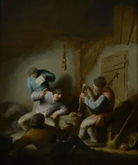 Barn Interior with Peasants making Music, 1633 (oil on panel) Barn Interior with Peasants making Music, 1633 (oil on panel)