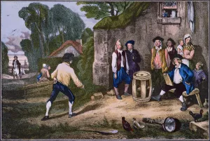 The Barrel Game, engraved by Jean Paul Laurens (1838-1921) (colour litho) The Barrel Game, engraved by Jean Paul Laurens (1838-1921) (colour litho)