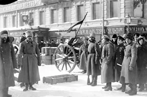 Images Dated 8th August 2013: Barricades on Liteiniy Prospekt, St Petersburg, February 1917 (b / w photo)