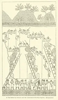 Bas-relief of a city taken by assault and the inhabitants led away captive (Kouyunjik Bas-relief of a city taken by assault and the inhabitants led away captive (Kouyunjik
