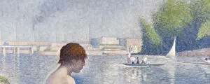 Bathers at Asnieres, 1884 (oil on canvas) (detail of 2136)