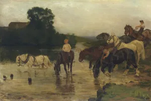 Bathing Horses after Work, 1884 (oil on canvas) Bathing Horses after Work, 1884 (oil on canvas)