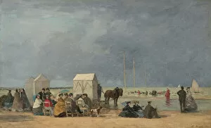Bathing Time at Deauville, 1865 (oil on wood)
