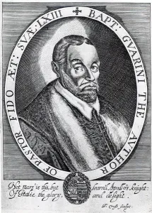 Battista Guarini, frontispiece to Il Pastor Fido, 1647 (engraving) (b/w photo) Battista Guarini, frontispiece to Il Pastor Fido, 1647 (engraving) (b/w photo)