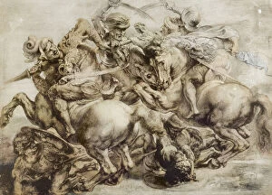 Battle of Anghiari, after Leonardo da Vinci (pen & ink with wash on paper)