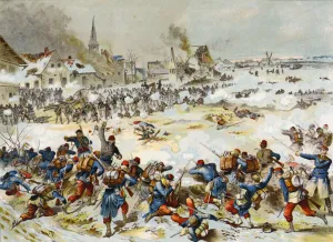 Battle of Bapaume, Franco-Prussian war, 3 January 1870 (chromolitho) Battle of Bapaume, Franco-Prussian war, 3 January 1870 (chromolitho)