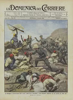 The battle of Cars-el-Leben of the 17 Corr, Arabs surrendering, and taken prisoner beg... (colour litho)