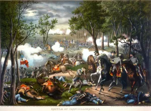 The Battle of Chancellorsville, Virginia, 1863 (colour litho) The Battle of Chancellorsville, Virginia, 1863 (colour litho)