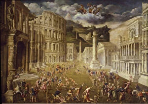 Gioco Gallery: Battle of gladiators in ancient Rome (oil on canvas, c.1560)