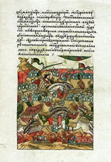 Battle on the Ice, 5th April 1242, c.1568-76 (vellum)