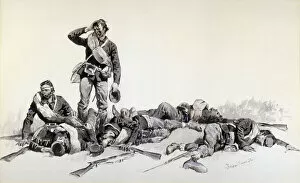 American Painting Gallery: After the Battle, (ink and wash on paper laid on board)